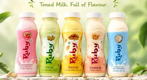 Ruby flavoured milk bottles
