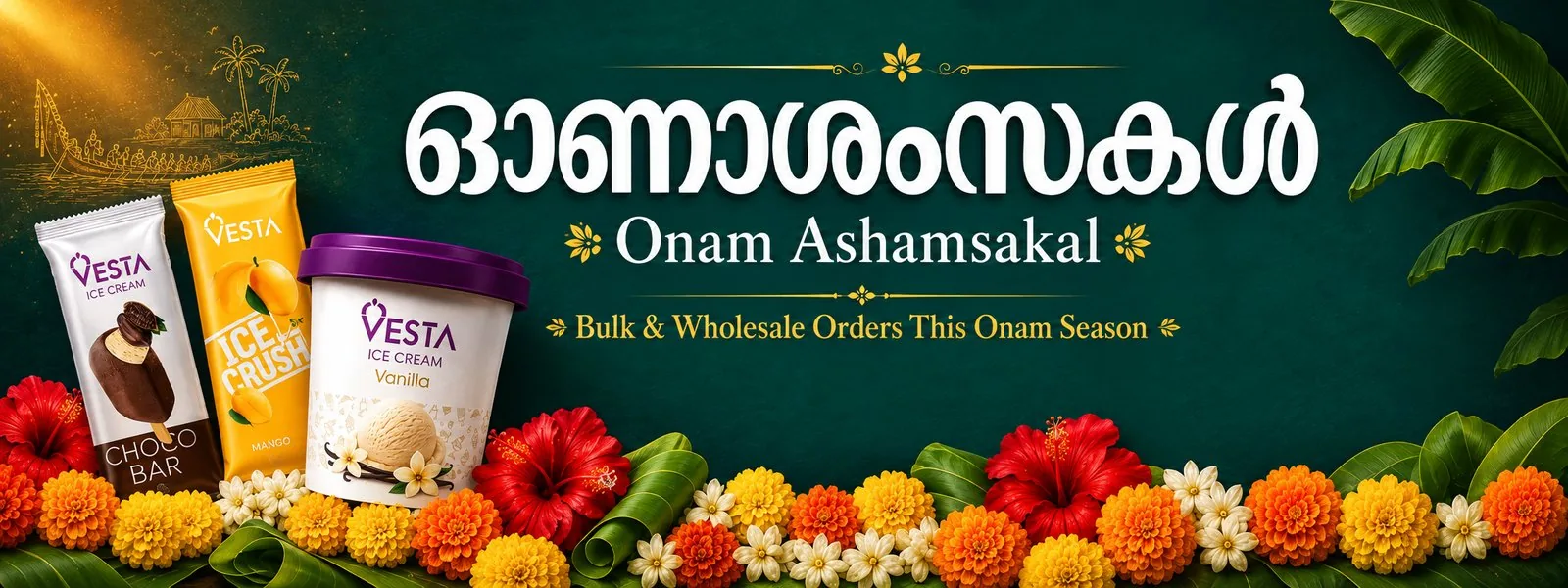 Vesta Ice Cream Onam greeting and bulk ordering banner